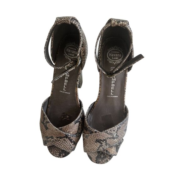 JEFFREY CAMPBELL Snake Print Leather Platform Heels Sandals Size 5 - Picture 3 of 11